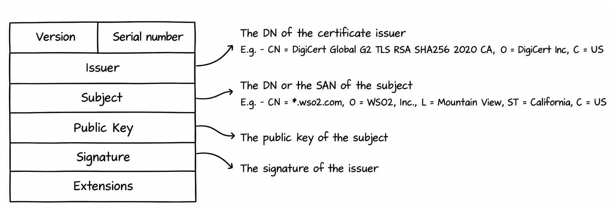 Diagram: X.509 certificate structure